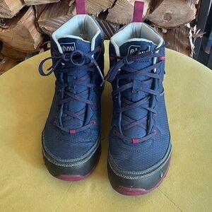 Ahnu Blue and Red Hiking Boots